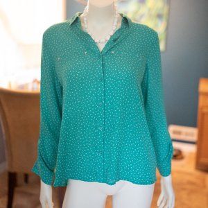 Green button up blouse